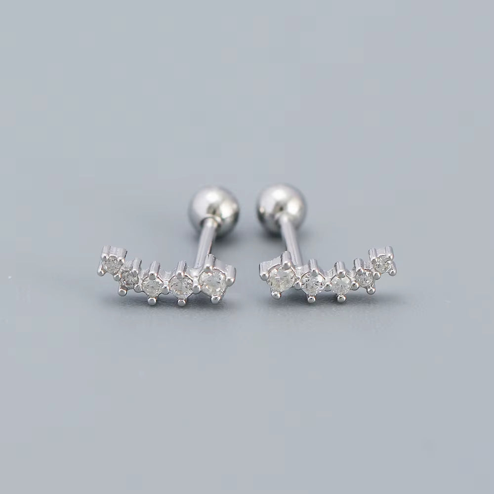 KR Colored Zircon Earrings S925 Sterling Silver Ins Style Flower Inlaid Diamond Screws Earrings Wholesale