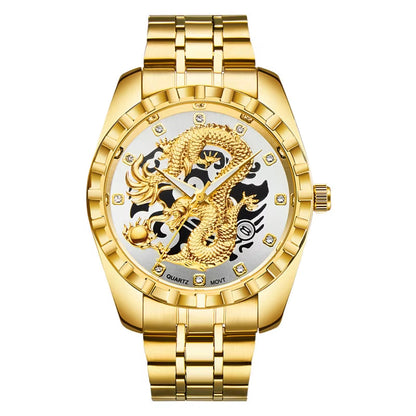 Luxury Men Watch Quartz Watches Gold Dragon Stainless Steel Quartz Watches Waterproof Wholesale Custom Logo Wristwatches