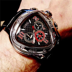 JARAGAR Sport Racing Design Geometric Triangle Pilot Genuine Leather Men Mechanical Watch Luxury Automatic Wristwatches