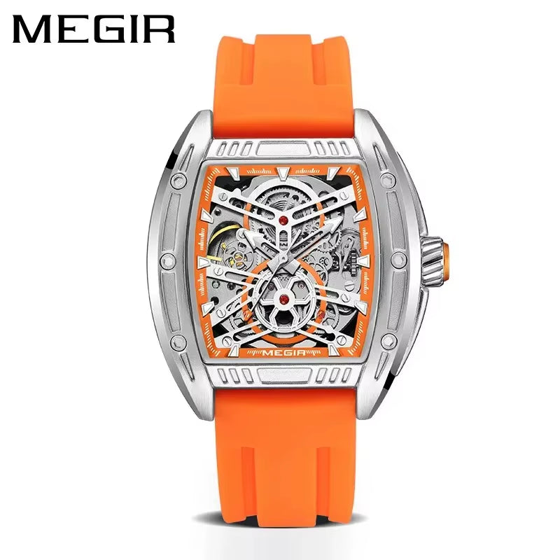 MEGIR 8601 Fashion Men Automatic Mechanical Watch Skeleton Luxurious Luminous Waterproof Casual Wristwatch for Man Reloj Hombre