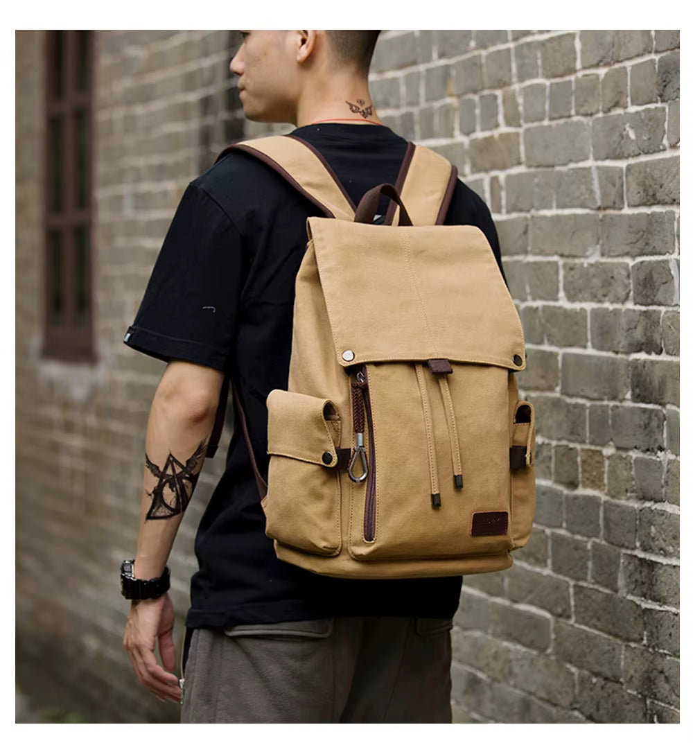 Wholesale Outdoor Travel Bag for Men Durable Vintage Canvas Backpack