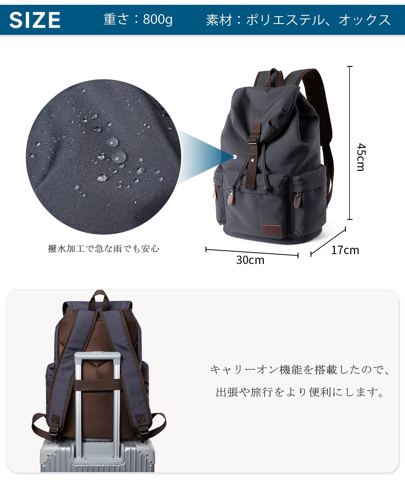 MOYYI Men'S Backpack Oxford Causal Knapsack Laptop Backpack for Men Unisex Waterproof School Travel Bag with Trolley Sleeve