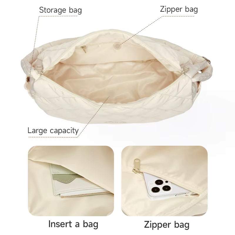 Trendy Soft Puffer Bag for Women'S Tote Bags Waterproof Clouds Crossbody Puffer Bag
