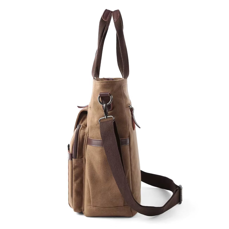 Wholesale Business Retro Shoulder Bag Men Durable Canvas Office Crossbody Bags Vintage Messenger Bag for Male