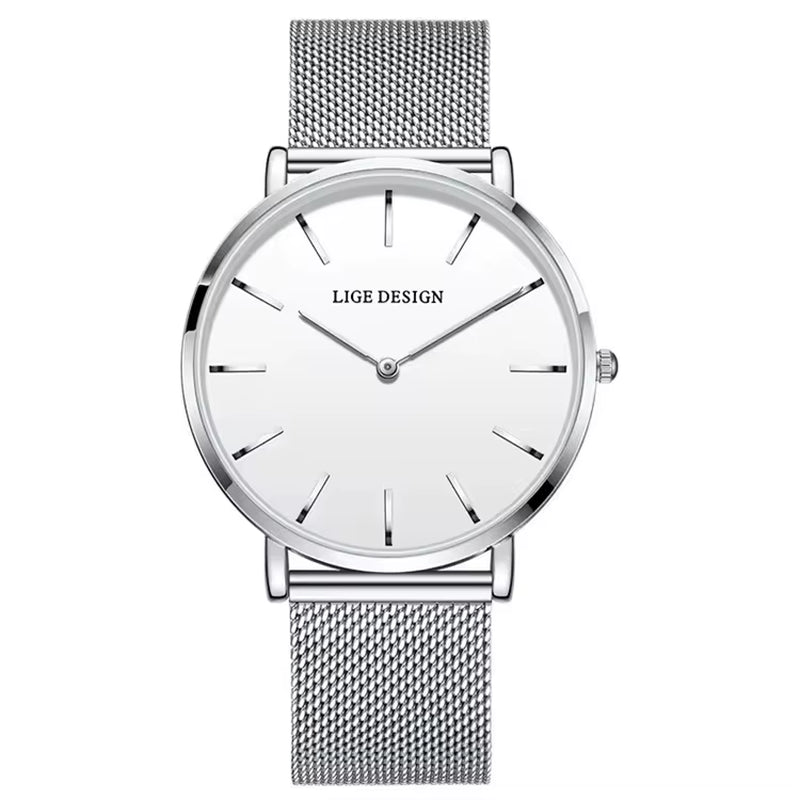 LIGE 89191 Elegant Women Watches Fashion Simple Ladies Quartz Clock Lady Wristwatch Waterproof Ultra-Thin Watch Relogio Feminino