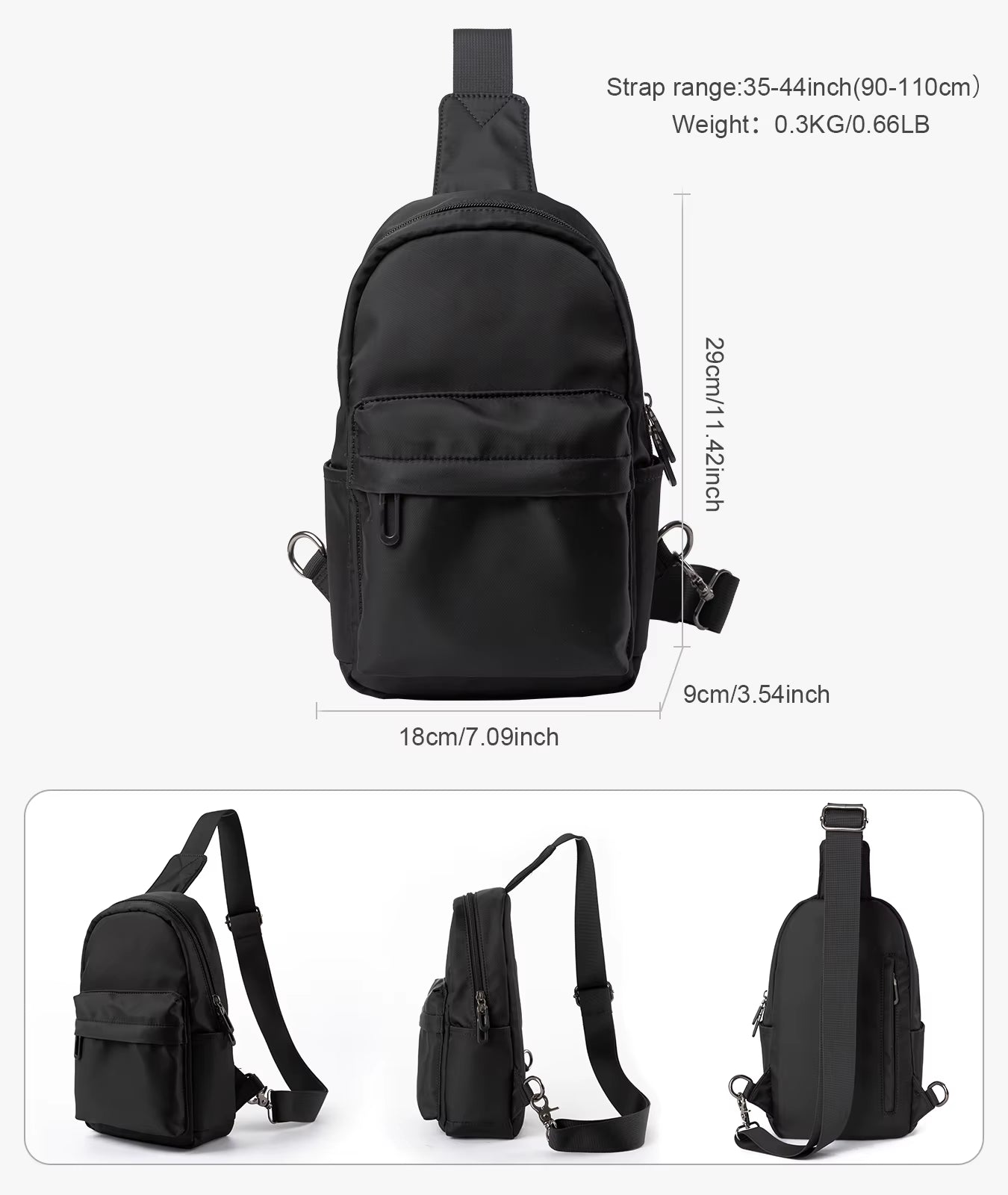 Newest No Logo Pure Waterproof Chest Bag Travel Siger Shoulder Bag School Chest Sling Bag for Women Men
