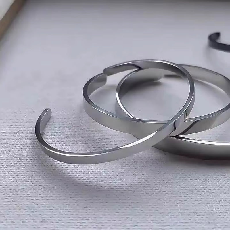 Wholesale Jewelry Custom Name Logo 18K Gold Silver PVD Plated 316L Stainless Steel Women C Open Cuff Bangle Bracelet Jewelry