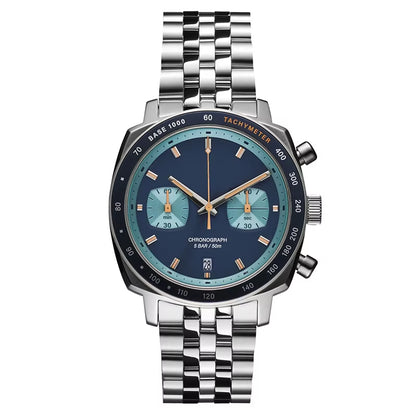 Customized Vintage Style Men Watch Chronograph Cushion Case Shape 316L Stainless Steel U3068