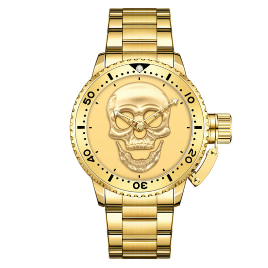 Luxury Watch WWOOR Men'S Waterproof Quartz Wrist Watch Fashion Luminous Skull Stainless Steel Watch for Men