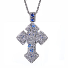 NUOYA Gold Plated Iced Out Cross Pendant Mixed Inlay Baguette Zircon Bling Jesus Hip Hop Pendant Gift Fine Jewelry