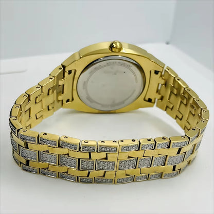 Wholesale Men'S Stainless Steel Watch 98B323 Rectangle Pave Crystal Cushion-Shaped Case Iced Style 40Mm Dial 22Mm Fashionable