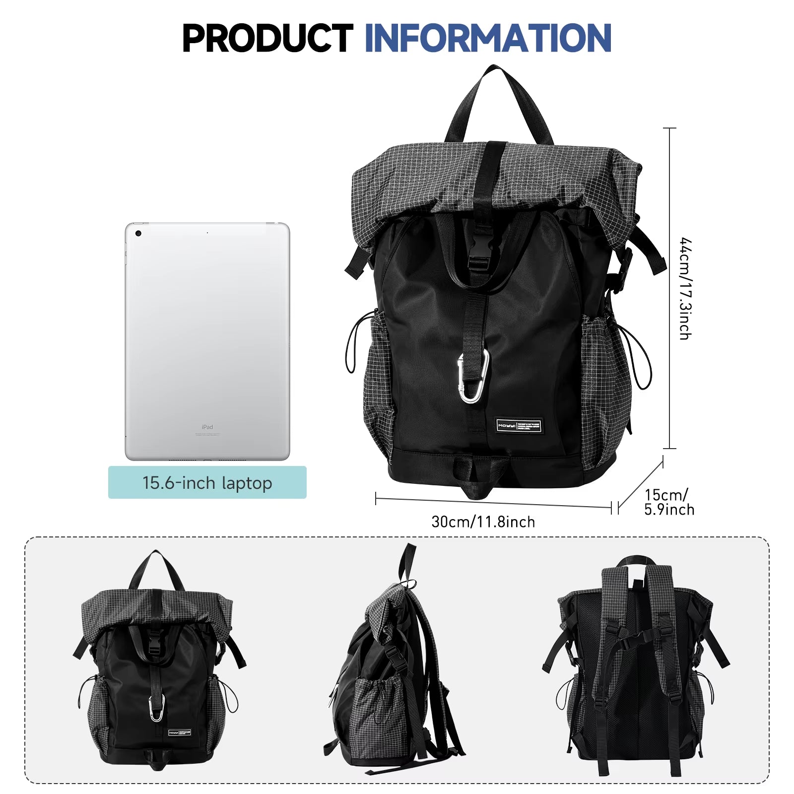MOYYI Waterproof Outdoor Backpack Expandable Bags for Men Hiking Rolltop Travel Backpack Bags