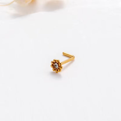 YW Hot Sales Stainless Steel Mini CZ L Shaped Nose Stud Nose Rings for Women Nose Piercing Jewelry