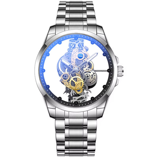3634 D Luxury Gold Silver Skeleton Men Watches Vintage Luminous Pointer Top Brand Quartz Watches Relojes Hombre Wristwatches