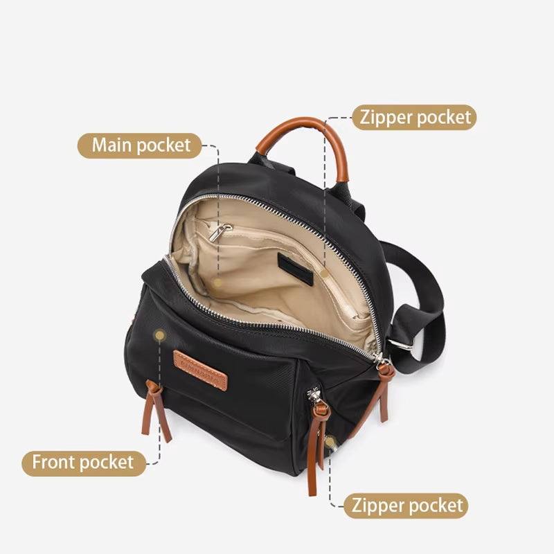 Simradia Fashion Small Women Backpack Waterproof Travel Lady Bags Black Weekend Backpacks for Girl School Bags