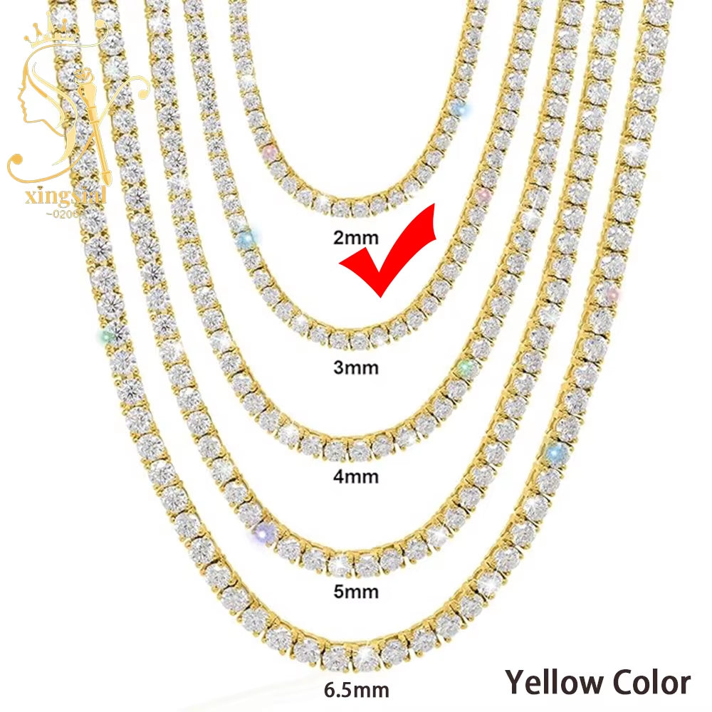 Wholesale Luxury Men Women Hip Hop Fine Jewelry 2Mm 3Mm 4Mm 5Mm Diamond 925 Silver Bracelet VVS Moissanite Tennis Chain Necklace