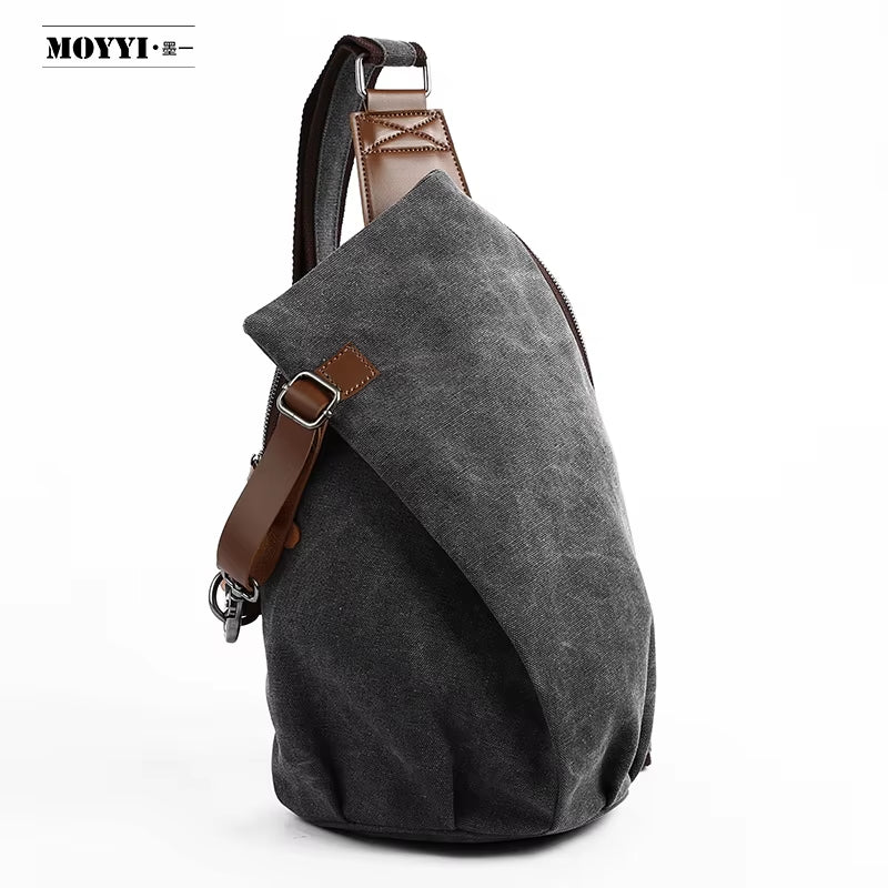 Canvas Outdoor Bags for Men Shoulder Crossbody Bag Walking Hiking Chest Sling Bags