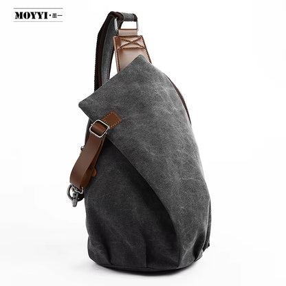Canvas Outdoor Bags for Men Shoulder Crossbody Bag Walking Hiking Chest Sling Bags