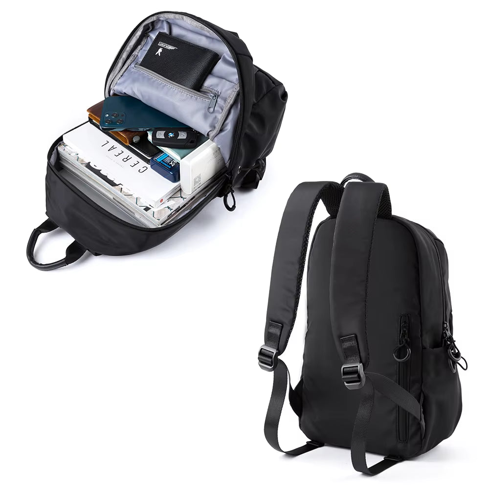 Beige Waterproof Ladies Mini Backpack College Student Small Laptop School Bag Unisex Lightweight Leisure Bag