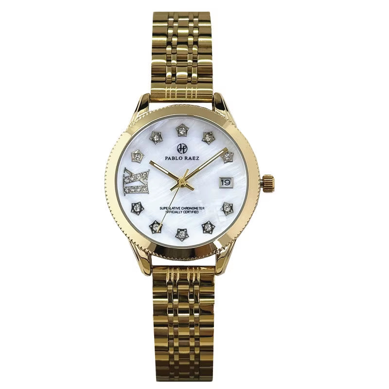 Luxury Girls' Steel Waterproof Watch Customized Logo Quartz Watch Fashionable Diamond Watch for Women