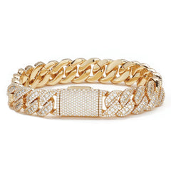 Hip Hop Fine Jewelry 14Mm Cuban Link Bracelet Iced Out VVS Moissanite 925 Silver Miami Chain Luxury