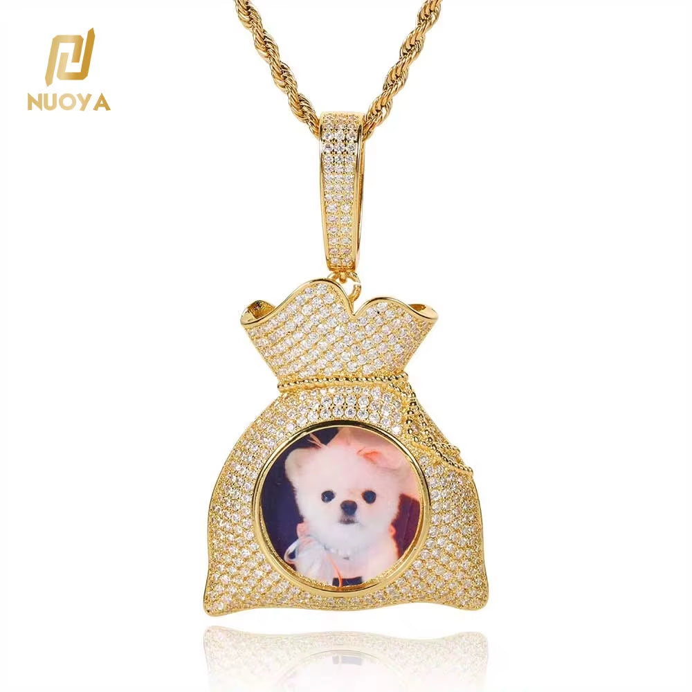 Hip Hop Customized 18K Gold Plated Picture Pendant Creative DIY Silver Men Women'S Purse Modeling Necklace Photo Pendants