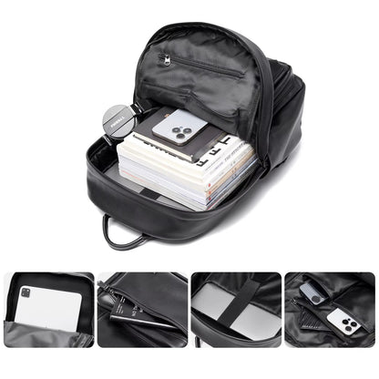 Eco - Friendly PU Leather Backpack Bags for Men Business Leather Laptop Travel Backpack - MCROONS.COM