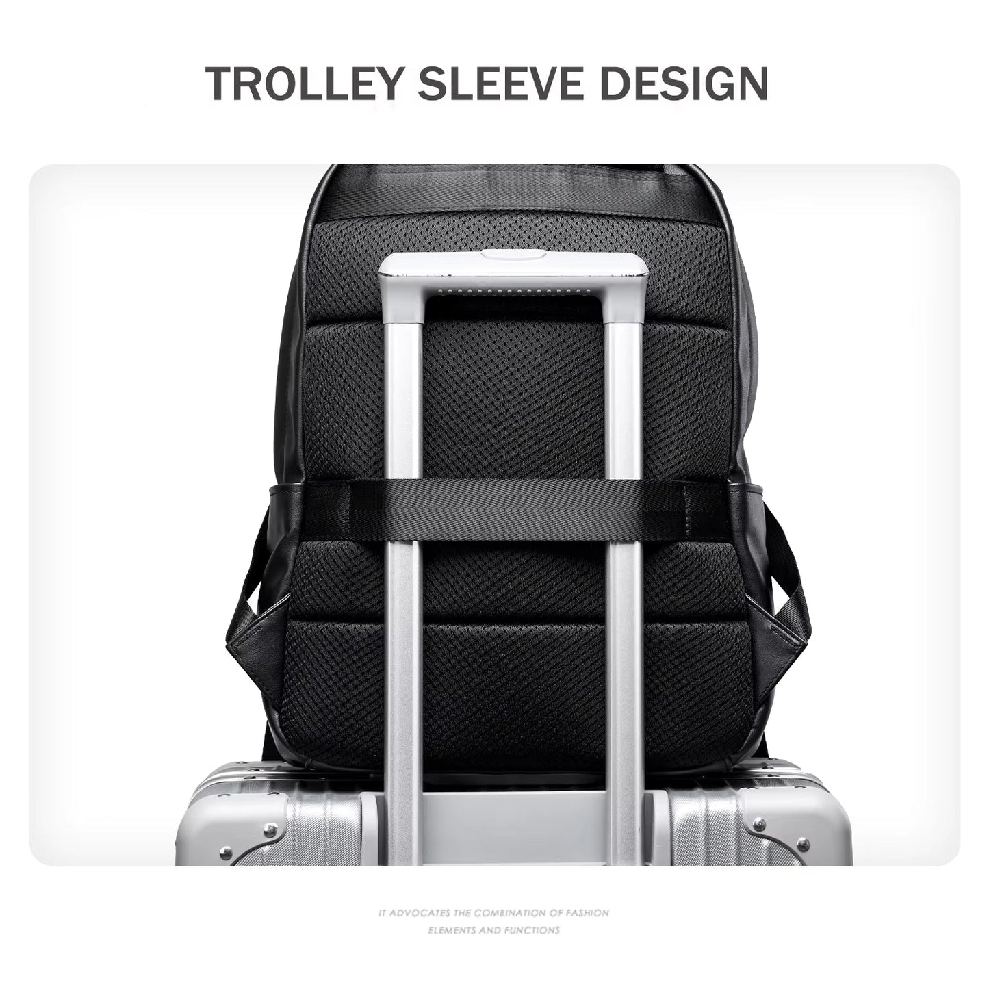 Eco - Friendly PU Leather Backpack Bags for Men Business Leather Laptop Travel Backpack - MCROONS.COM
