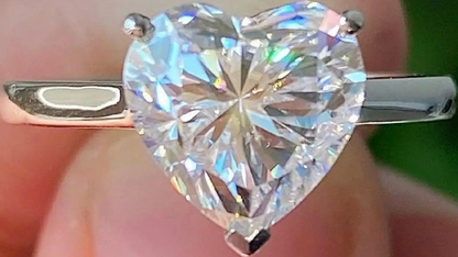 S925 Sterling Silver VVS1 Moissanite Diamond Heart Cut Ring - MCROONS