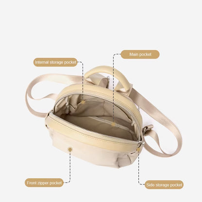 Simradia Women'S Backpack Khaki Oxford Shoulder Bag with Embroidered Textured Webbing for Women Waterproof Travel Bags Lady