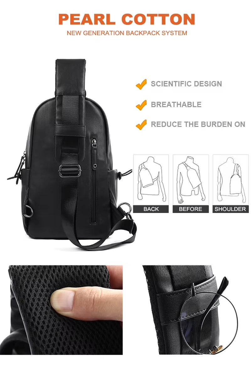 PU Leather Waterproof Mobile Phone Crossbody Bag Messenger Shoulder Bags Custom Chest Bag for Men