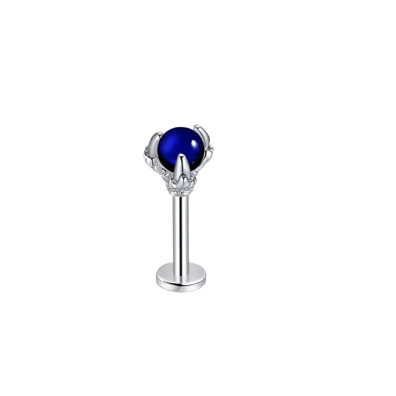 Elegant Dragon Claw Labret Lip Ring with Opalite Center Surgical Steel Fits Cartilage & Helix Earrings Perfect for Casual Attire - MCROONS.COM