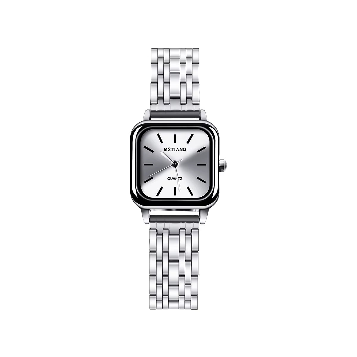 Elegant Luxury Women'S Quartz Watch Square Stainless Steel Band Waterproof 30Mm Glass Dial Window Fashionable Reloj - MCROONS.COM