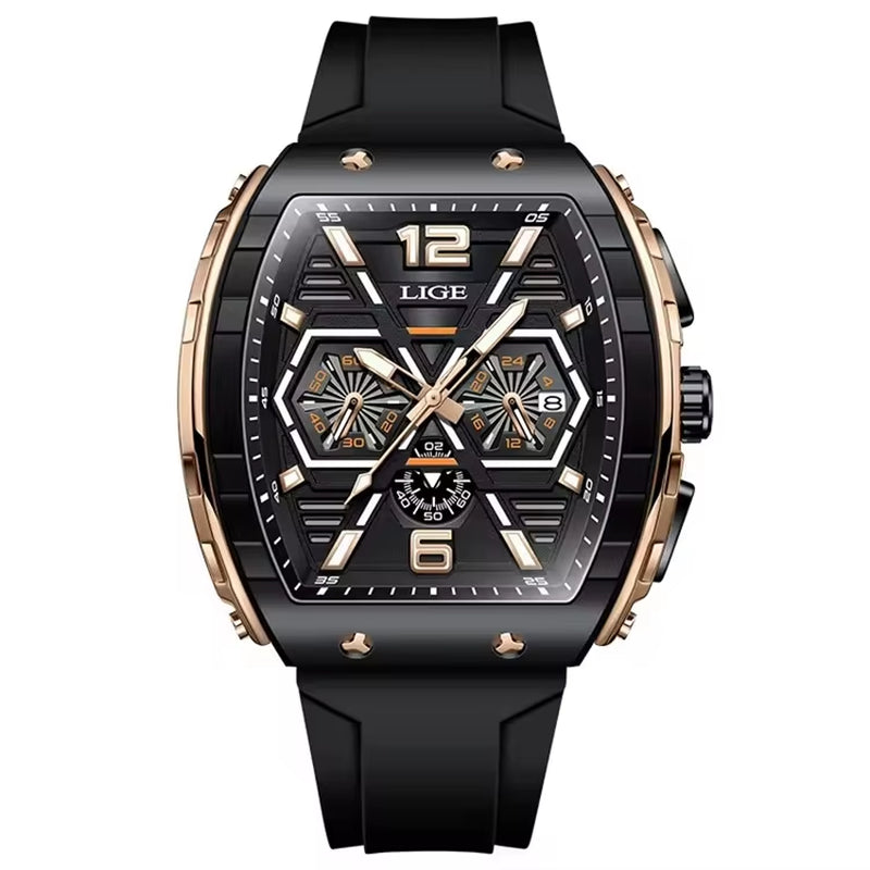 LIGE 89108 Business Wristwatch Waterproof Sport Men'S Watch Casual Silicone Date Quartz Wrist Watches for Men Relogio Masculino