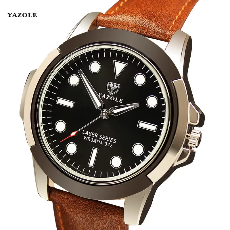YAZOLE D 372 Luxury Mens Watches Sport Style Hot Sale Factory Custom Logo Quartz Watch Classic Leather Wristwatch Wholesale
