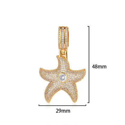NUOYA New Arrive Hight Quality Starfish Pendant Full Set 3A Cubic Zirconia Star Shaped Silver Plated Pentagram Charm Pendant