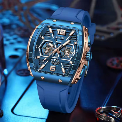 LIGE 89108 Business Wristwatch Waterproof Sport Men'S Watch Casual Silicone Date Quartz Wrist Watches for Men Relogio Masculino