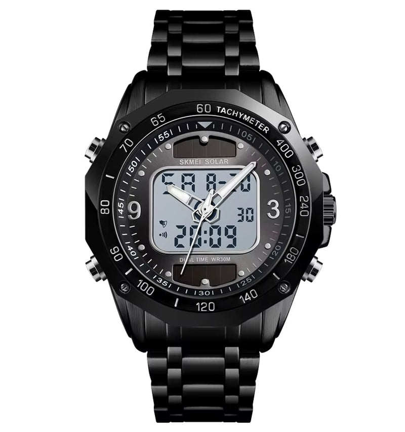 Skmei Wholesale Solar Watches Men Analog Digital Stainless Steel Wristwatches #1493