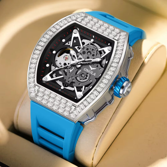 ONOLA 3838F Automatic Mechanical Wristwatch Skeleton Waterproof Watches Fashion Casual Sport Luminous Watch Men