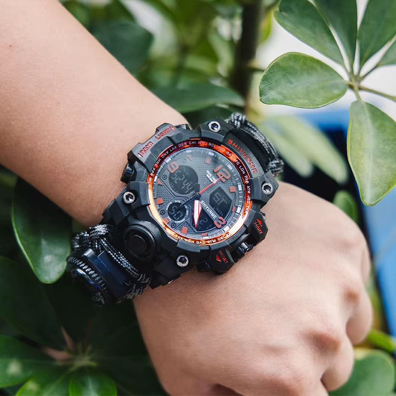1509P D Athletic Hot Jam Tangan Analog Digital Watch 5 Atm Waterproof Custom Watch Camouflage Green Sport Watch for Men