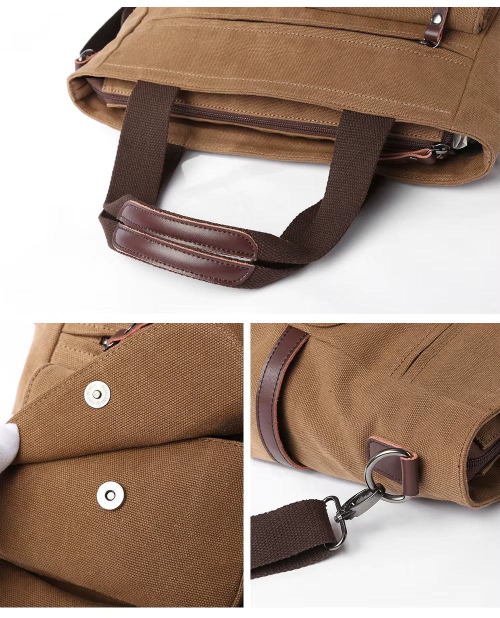 Wholesale Business Retro Shoulder Bag Men Durable Canvas Office Crossbody Bags Vintage Messenger Bag for Male