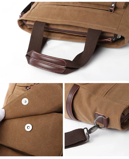 Wholesale Business Retro Shoulder Bag Men Durable Canvas Office Crossbody Bags Vintage Messenger Bag for Male