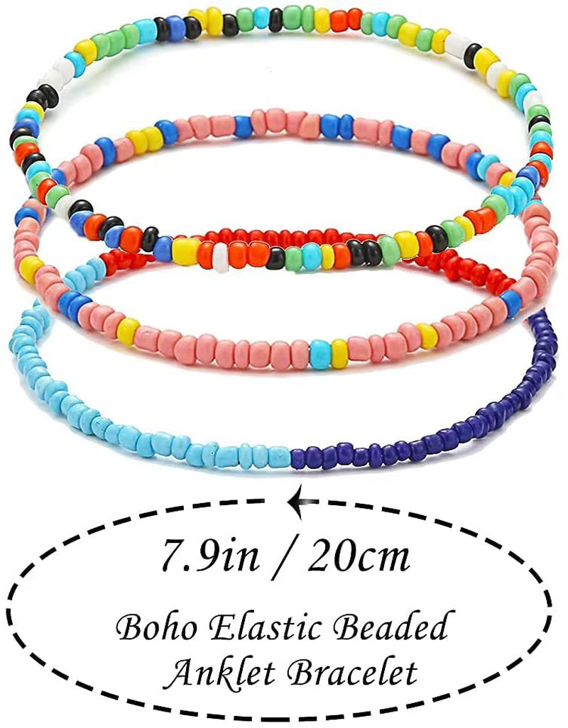 Bohemian Beach Anklets Jewelry Statement Handmade Beaded Anklet Beautiful Multicolor Rice Bead Anklet for Women Girls