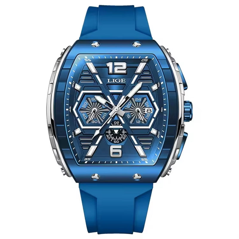 LIGE 89108 Business Wristwatch Waterproof Sport Men'S Watch Casual Silicone Date Quartz Wrist Watches for Men Relogio Masculino