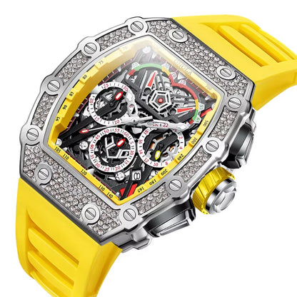 ONOLA 6827D Fashion Mens Luxury Automatic Watches Casual Rubber Strap Waterproof Sport Tourbillon Watch