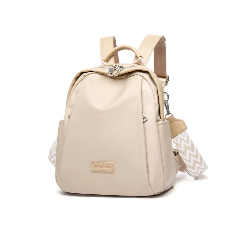 Simradia Women'S Backpack Khaki Oxford Shoulder Bag with Embroidered Textured Webbing for Women Waterproof Travel Bags Lady