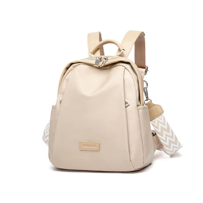Simradia Women'S Backpack Khaki Oxford Shoulder Bag with Embroidered Textured Webbing for Women Waterproof Travel Bags Lady