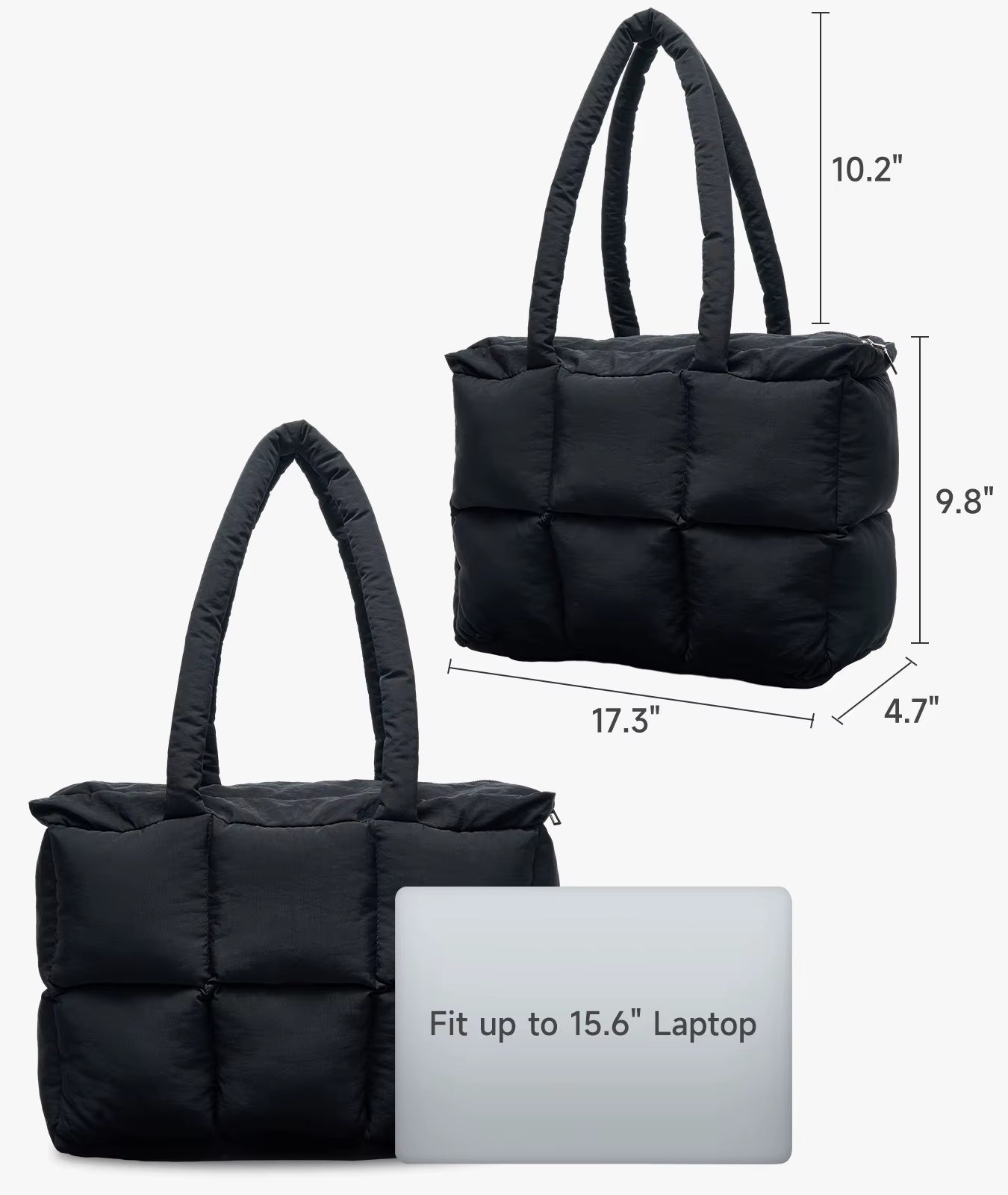 Newest Women'S Tote Puffer Bag Waterproof Black Lady Handbags Winter Cotton Padded Quilted Shoulder Crossbody Bag for Women