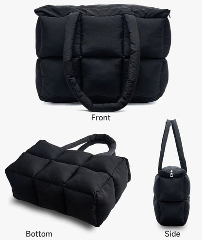 Fashion Soft Puffer Lady Shoulder Bags Winter Cotton Padded Women Quilted Sling Tote Puffer Bag - MCROONS.COM