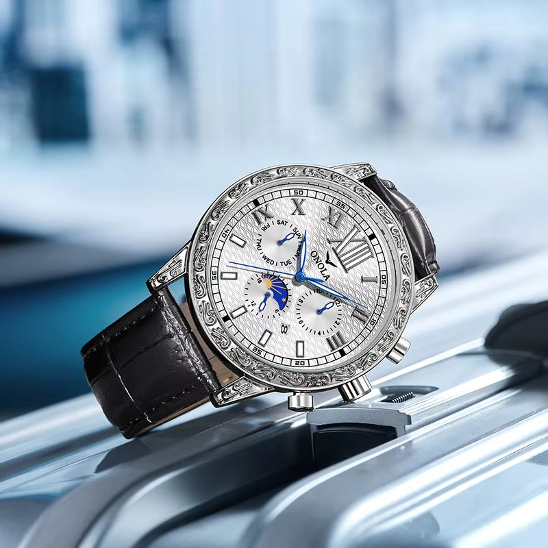 ONOLA 6834 Brand Luxury Mechanical Watches Steel Band Analog Wrist Watch Automatic Watch for Men